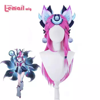 Парик L-email из синтетических волос LOL Snow Moon Ahri, парик для косплея LOL Nine Tailed Demon Fox, парик Ahri длиной 80 см, термостойкие парики