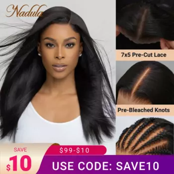 Парик Nadula 7x5 Bye Knot, парик с предварительно вырезанными кружевными волосами, прямой, носите, Go Gluless, предварительно выщипанный парик из отбеленных узлов