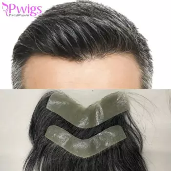 Парик Pwigs для мужчин с V-образным вырезом, парик из 100% человеческих волос, мужские парики из искусственной кожи, топпер для естественной линии волос, 1B2 0 цветов, парик для мужчин