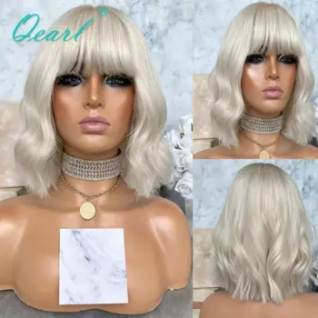 Парик с бахромой, без клея, из натуральных волос, с челкой