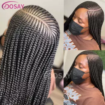 Парик Синтетический без косичек, с плетением спереди, с черной боковой частью, с косичками, 36 дюймов