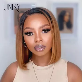 Парик Uniky hair T1B/30, прямые натуральные волосы с эффектом омбре, с фронтальной сеткой 13 х4