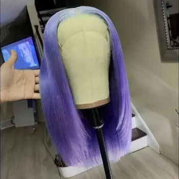 Парик UStyleHair с пурпурным Бобом, парик с многослойными прямыми волосами 14-18 дюймов, синтетические волосы с кружевом спереди, короткие искусственные волосы для ежедневного Косплея