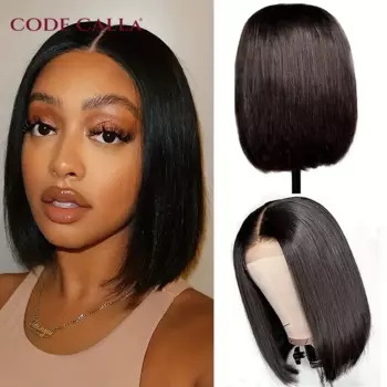 Парик Wear And Go Bob, прямые короткие волосы, парик из человеческих волос, парик без клея, человеческие волосы, готов к ношении, предварительно вырезанные кружева, парик 4x6