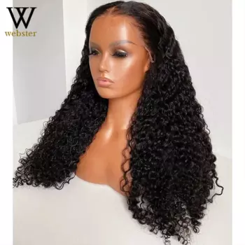 Парик Websterwigs с глубокими Вьющимися Черными синтетическими кружевами спереди, парик средней части для черных женщин, парики из термостойкого волокна для косплея