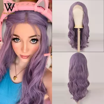 Парик Websterwigs с синтетическими кружевами спереди, фиолетовые длинные волнистые волосы для женщин, парик для косплея без клея, термостойкие волосы, ежедневное использование