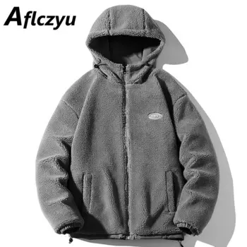 Парка мужская зимняя с флисовой подкладкой, плотная куртка, модная повседневная однотонная парка с капюшоном