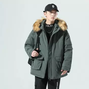 Парка мужская зимняя с х/б подкладкой, с капюшоном, B386