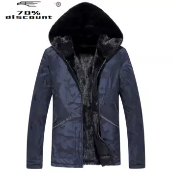 Парка мужская зимняя с подкладкой из натурального меха норки, LSY088326 MY2383