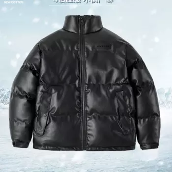 Парная куртка-пуховик из искусственной кожи, осень-зима, новая утолщенная теплая уличная дорожная куртка с воротником-стойкой, мужская повседневная свободная куртка-парка