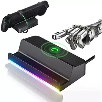Паровая док-станция RGB, док-станция для паровой колоды, док-станция с функцией переключения экрана с полной скоростью зарядки 100 Вт