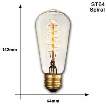 Парксон ретро лампа накаливания Эдисон dimmable E27 40Вт