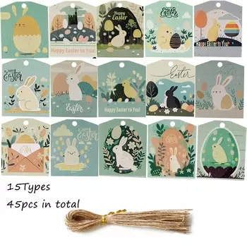 Пасхальные висячие бирки из бумаги 45 шт.