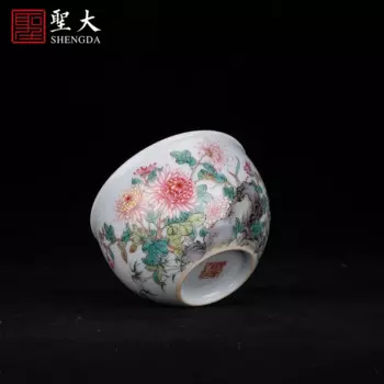 Пастельная чашка Zhong Xinchun «qiu ju», ручная роспись