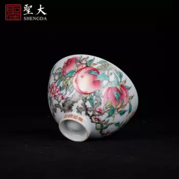 Пастельная чашка Zhong Xinchun с красным персиковым зерном, чашка в форме сердца Цзиндэчжэнь ручная роспись, высококачественный чай в стиле кунг-фу