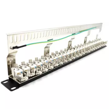 Патч-панель Cat7 на 24 порта, патч-панель CAT7/CAT6A FTP с полной защитой 24X Cat7 экранированный телефон 1U 19 дюймов