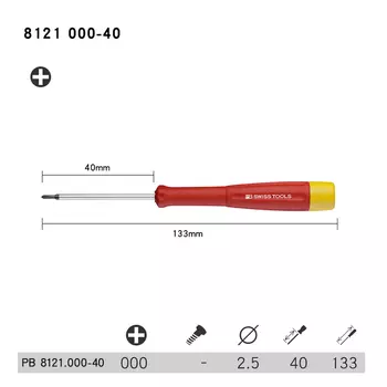 PB SWISS TOOLS Электронная прецизионная крестовая отвертка с безопасной рассеивающей ручкой ESD Многокомбинированная отвертка No 8121