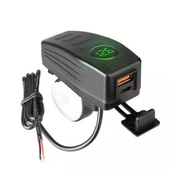 PD + QC3.0 USB-зарядное устройство для мотоцикла, руль, двойной порт, быстрая зарядка, 38 Вт, розетка с переключателем вольтметра, водонепроницаемая, 9 В-12 В