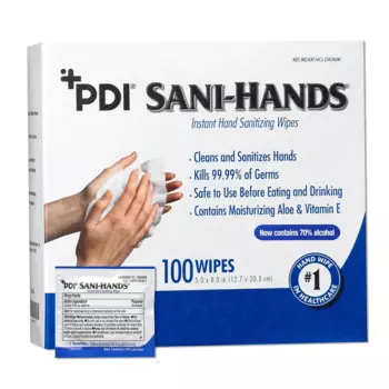 PDI Healthcare D43600 Салфетки для мгновенного дезинфекции рук Sani-Hands, размер 5 x 8 дюймов (упаковка из 1000 шт.)