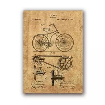 Велосипедные патентованные принты, Художественная печать на стене велосипеда, художественная живопись на холсте, постеры, Декор для дома, схема, Подарок, Идея для украшения стен