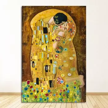 Печать на холсте "Поцелуй" Густав Климт