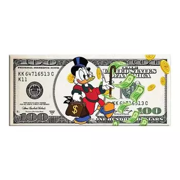 Печать на холсте "Современный Дональд Дак и доллары", HEROCROSS