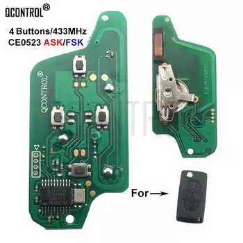 Печатная плата дистанционного ключа QCONTROL для Peugeot 207 307 308 407 807 Expert Partner CC SW (CE0523 ASK/FSK), 4 кнопки