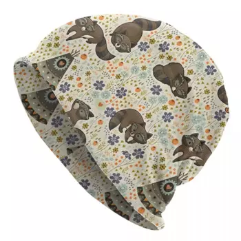 Печенье с маленьким енотом, осенние женские тонкие шапочки, двойные теплые шапки с капюшоном