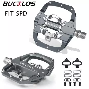 Педаль BUCKLOS без зажимов, самоблокирующаяся педаль MTB для системы SPD, смешанные педали для горного велосипеда, двойной замок/плоские педали с шипом MTB