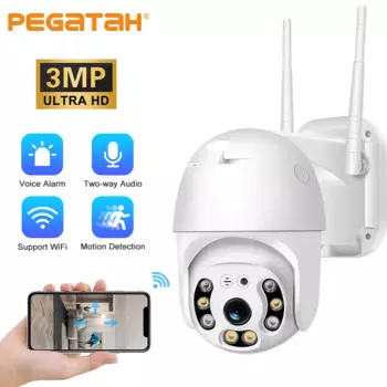 PEGATAH 3MP PTZ Wi-Fi IP-камера Открытый AI Мониторинг движения Беспроводная камера Двусторонняя аудиосвязь CCTV Wi-Fi Монитор безопасности