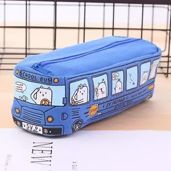 Пенал XIALUOSHAN Cartoon Bus Car синего цвета