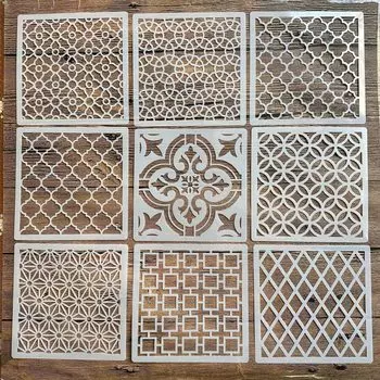 ПенхуаМобан трафареты для рисования 15*15 см белые 9 шт.