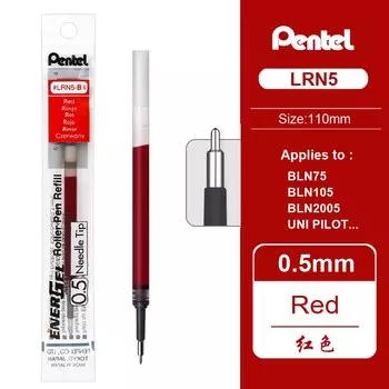 Pentel 6 шт. EnerGel LRN5 XLRN4 гелевые стержни 0,5/0,4 мм черный/синий/красный