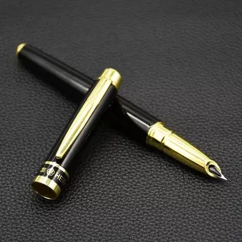Перьевая ручка BAIHUIWEN Hero 8870 черная золотая 0,38 мм