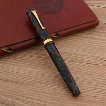 Перьевая ручка Chouxiongluwei 196 из акрила, золотая с зеленым и розовым агатом