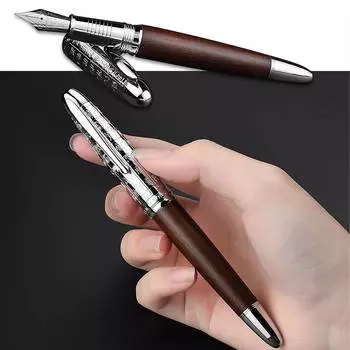 Перьевая ручка Hongdian 6016 коричневая деревянная
