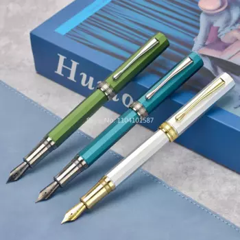 Перьевая ручка Hongdian N11, наконечник EF/F с конвертером, многоугольный набор подарочных ручек для письма из алюминиевого сплава