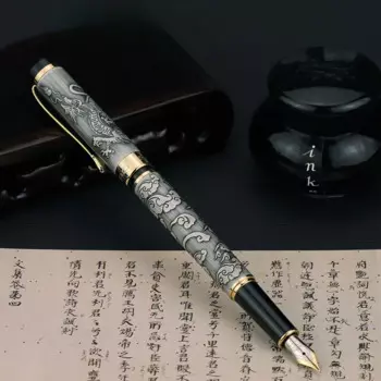 Перьевая ручка Jinhao Cloud Dragon Carving Fine EF F M, изогнутые изогнутые ручки для практики художественной каллиграфии для письма, ручка для каллиграфии