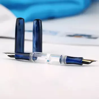 Перьевая ручка PENBBS 469 из смолы Прозрачная с двумя наконечниками, контейнер для чернил, Иридиевый тонкий наконечник 0,5 мм с коробкой для бизнеса, письма, офиса