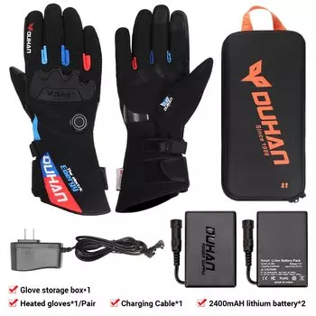 Перчатки для мотоциклистов с подогревом на батарейках, 100% водонепроницаемые