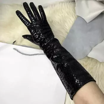 Перчатки из кожи крокодила, женские перчатки выше локтя из лакированной кожи овчины, мужские перчатки с ярким рисунком, подиум для модной сцены