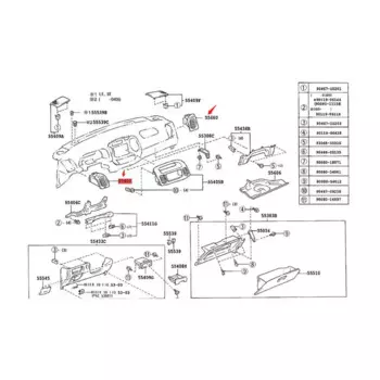 Переднее левое и правое отверстие для приборной панели Toyota Camry 2001-2006 55650-AA020-BO 55650-AA030-E0, вентиляционное отверстие кондиционера