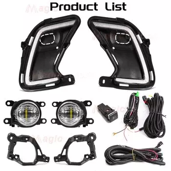 Передний бампер автомобиля, светодиодные дневные ходовые огни для Toyota Grand Highlander 2024 2025 DRL, указатель поворота, противотуманная фара, желтый, белый цвет