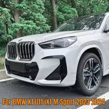 Передний бампер для BMW X1 U11 iX1 M Sport 2023 2024, сплиттер для губ, боковой воздухозаборник, противотуманная фара, спойлер, блеск, черный АБС