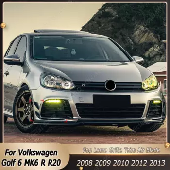 Передний бампер для Volkswagen Golf 6 MK6 R R20 2008-2013, боковой спойлер, сплиттер, противотуманная фара, решетка радиатора, комплект для тюнинга кузова воздушных лезвий