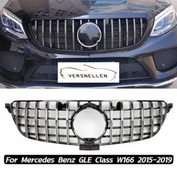 Передний бампер GT Style решетка для Mercedes Benz GLE Class W166 гриль серебристо-черный 2015-2019 250d 320 350 400 автомобильные аксессуары