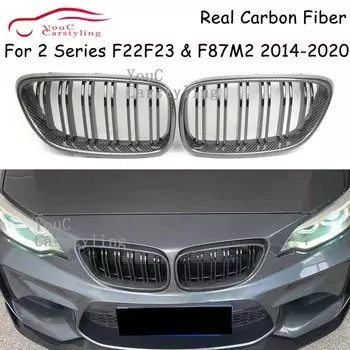 Передний бампер из настоящего углеродного волокна F22, сменная решетка для почек для BMW 2 серии F22 F23 F87 M2 220i 228i M235i M240i 2014-2020