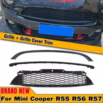 Передний бампер, рамка капота, накладка, рамка + верхняя решетка, сетчатая решетка для Mini Cooper S R55 R56 R57 R58 R59 2007-2015 JCW Style