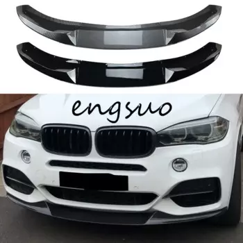 Передний бампер, разделитель, спойлер, диффузор для BMW X5 F15 M Performance Style 2013-2019, глянцевый черный вид из углеродного волокна