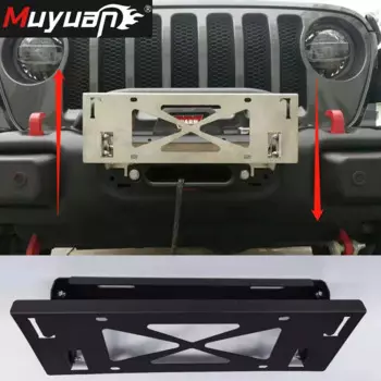Держатель переднего номерного знака для Jeep Wrangler JK JL Move UP Down с черным, серебряным основанием номерного знака Loke